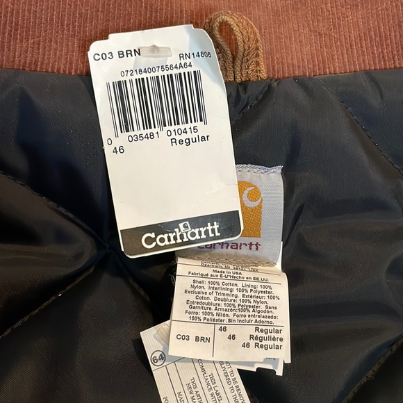 NWT Carhartt Loose Fit Firm Duck Insulated Traditional Coat Size 46 Reg - Picture 9 of 10